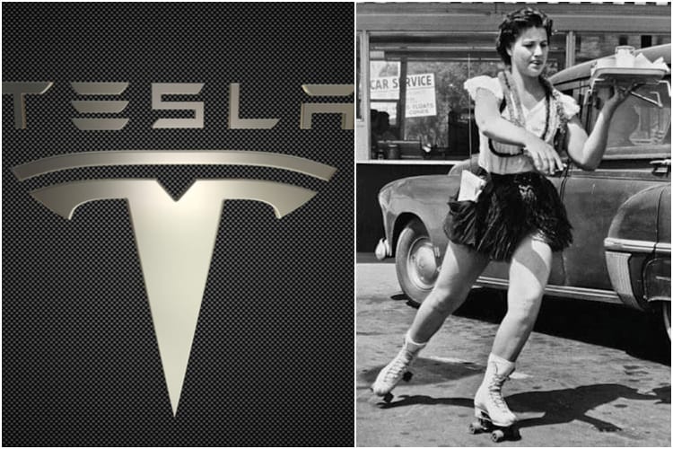 Tesla Supercharger Old-School Drive-In Restaurant
