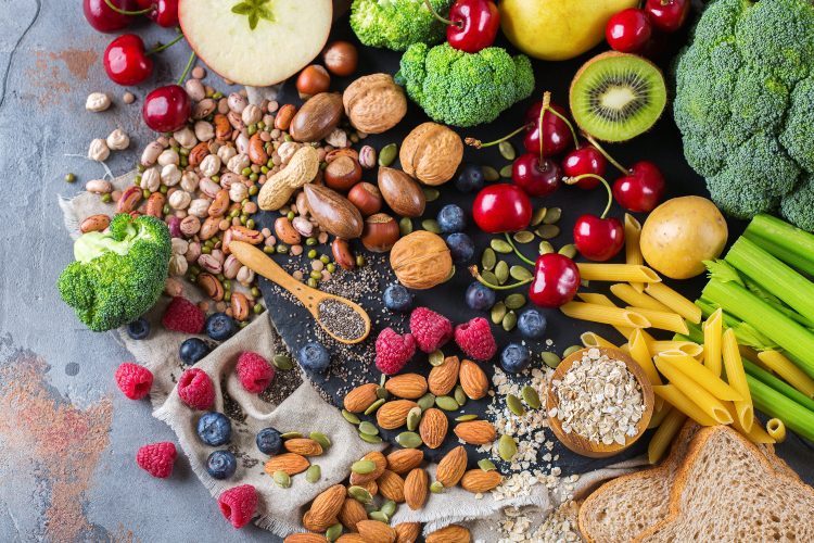Vegan dietary ingredients such as fruits, vegetables, nuts and seeds